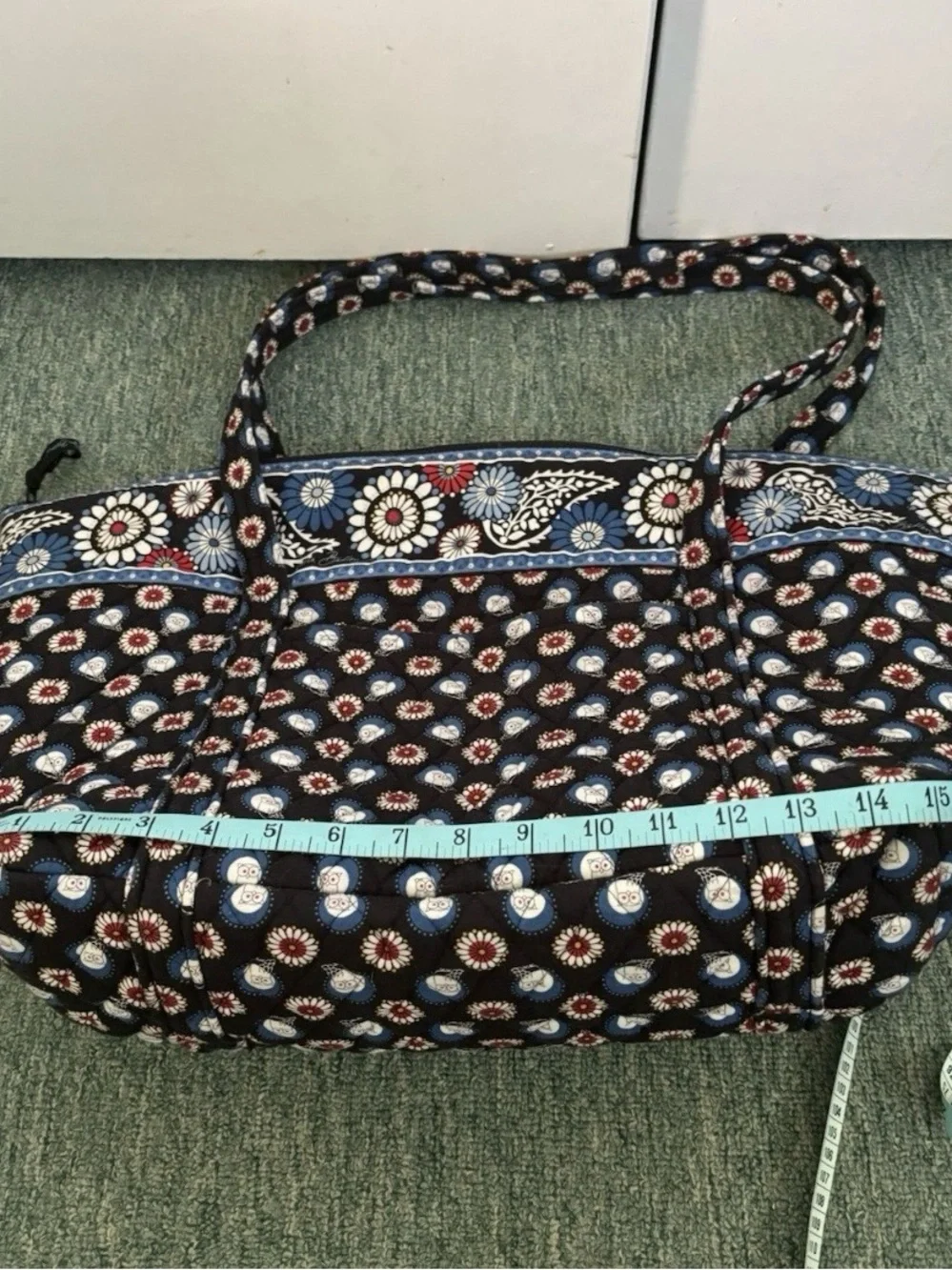 Vera Bradley Night Owl Large Zipper Top Tote with 6 Interior Pockets All Around
